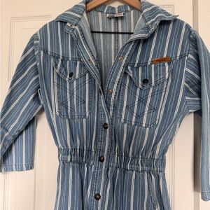 Dreams Blue Striped Denim Jumpsuit